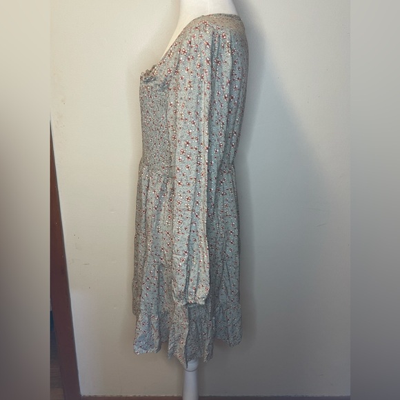 Rue+ Women’s Plus Babydoll Ruched Long Puff Sleeve Tiered Floral Dress 2X - Picture 6 of 13